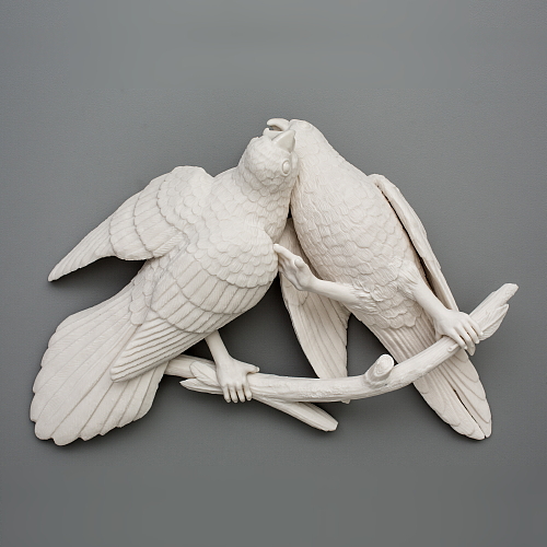 "feather trade: carolina parakeets" duo